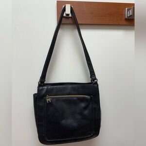 Vintage Relic Leather Black Shoulder Bag Purse Pebbled  EUC